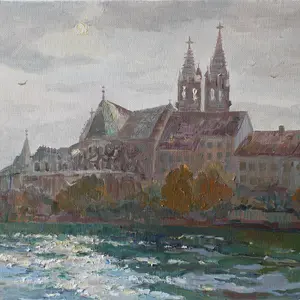 Basel Minster with view on Rhine
