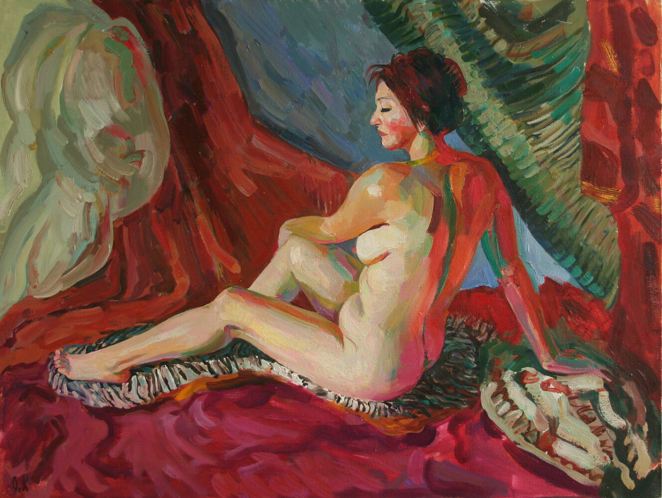 Nude on silk